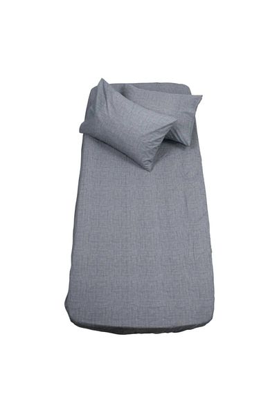mer-tim ezberbozan ev tekstili Mer-tim Cotton Ranforce Fabric Single Elastic Sheet Set Dark Gray - 90x190