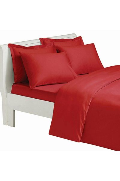 mer-tim ezberbozan ev tekstili Mer-tim Cotton Ranforce Single Elastic Sheet Set Red - 90x190