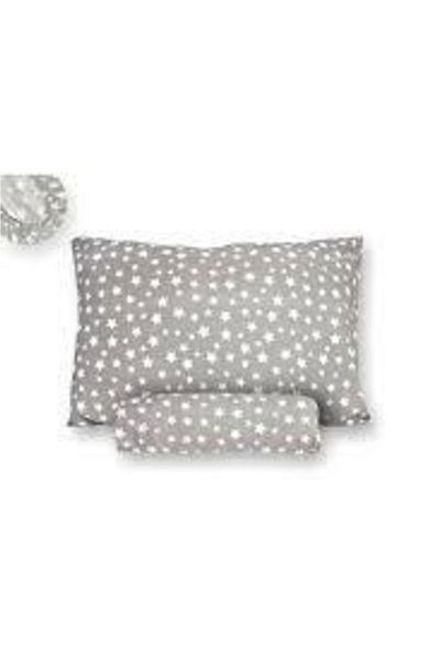 mer-tim ezberbozan ev tekstili Mer-tim Cotton Ranforce Fabric Single Gray Star Patterned Elastic Sheet Set - 90x190