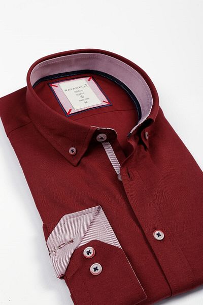 RAVANELLI Claret Red Slim Fit Shirt