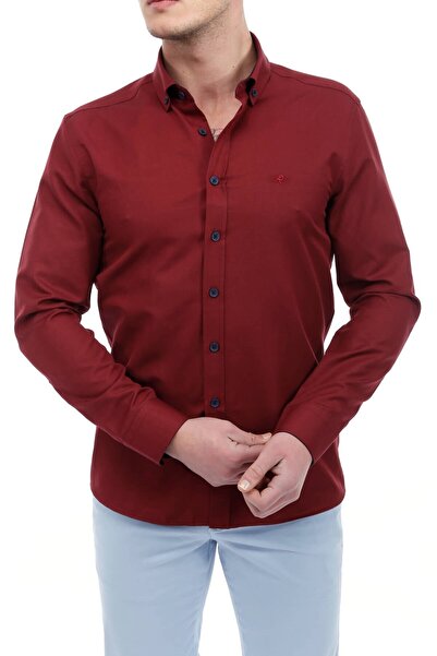 RAVANELLI Claret Red Slim Fit Shirt
