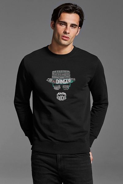 QIVI Breaking Bad Printed Black Men's Knitted Sweatshirt Long Sleeve