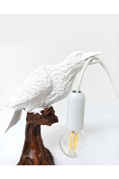 CajuArt Bird Holding a Lamp on a Branch Modern Lampshade Table Lamp