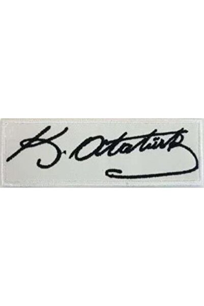 Sim Nakış Mustafa Kemal Atatürk Imzalı Nakış Işleme Arma Patch Peç 10x3,5 Cm ...