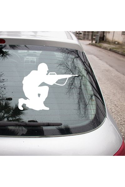 MIGNATIS Nişan Alan Soldat Autocolant pentru Vehicul şi Perete 45 Cm - Alb