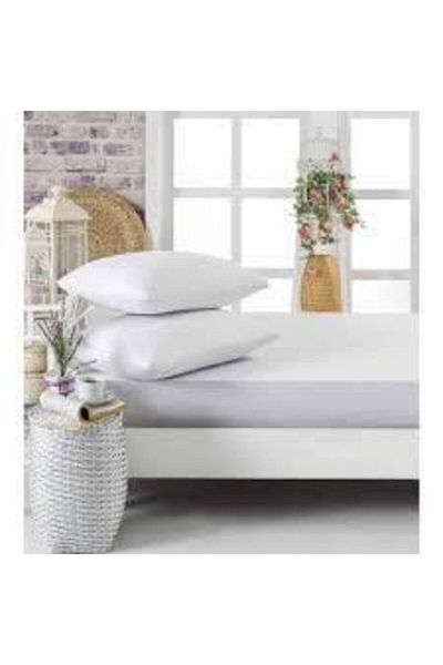 mer-tim ezberbozan ev tekstili Mer-tim Cotton Ranforce Jumbo Size 200x200 Elastic Sheet Set - White
