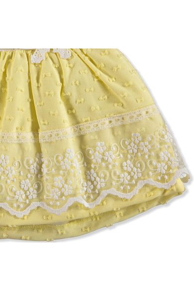 Mymio Bow Interlock Single Dress for Baby Girl - Snap Collar, Short Sleeve