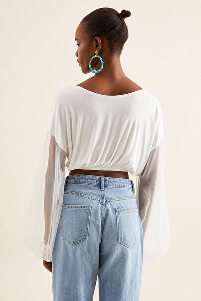 Quincey Γυναικεία μπλούζα με μανίκια από τούλι