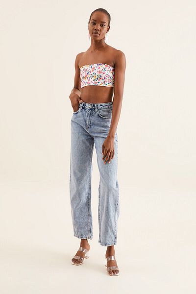 Quincey Γυναικείο Bustier White Crop Top