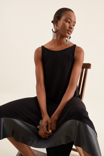 Quincey Leather Detailed Asymmetrical Dress