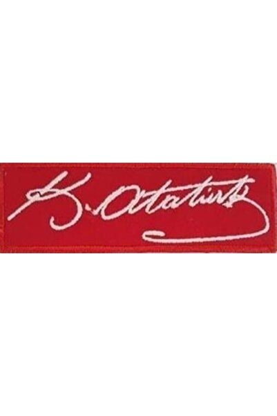 Sim Nakış Mustafa Kemal Atatürk Imzalı Nakış Işleme Arma Patch Peç 10x3,5 cm