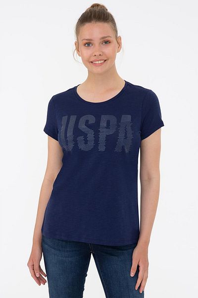 U.S. Polo Assn. Tricou cu imprimeu albastru bleumarin pentru femei