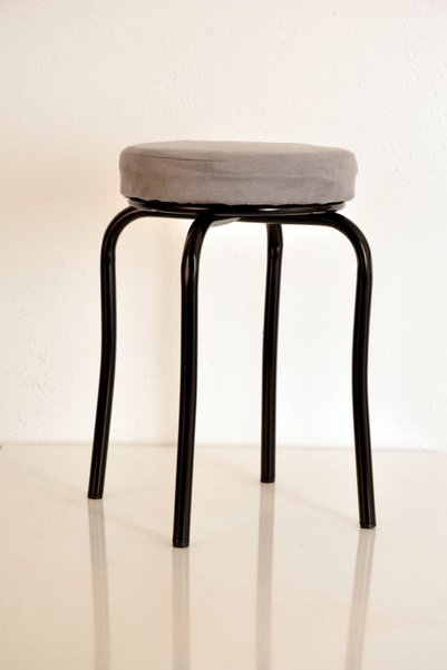yılmaz masacılık 4 Pcs Gray Foal Black Profile Stool Metal Stool Kitchen Stoo...