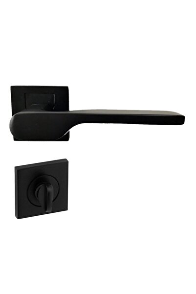 Hira Eda Kare Rozetli Kapı Kolu Siyah Wc