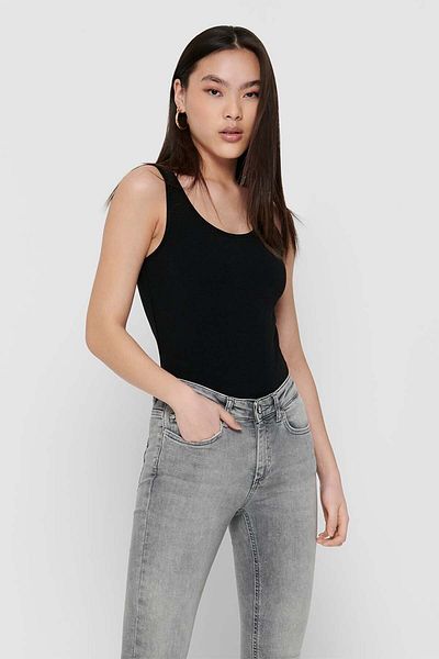 ONLY Γυναικεία Μαύρη Basic Αμάνικη Μπλούζα - 15095808