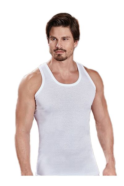 Berrak Men's Combed Cotton Undershirt 1004 - Pack of 6 - White