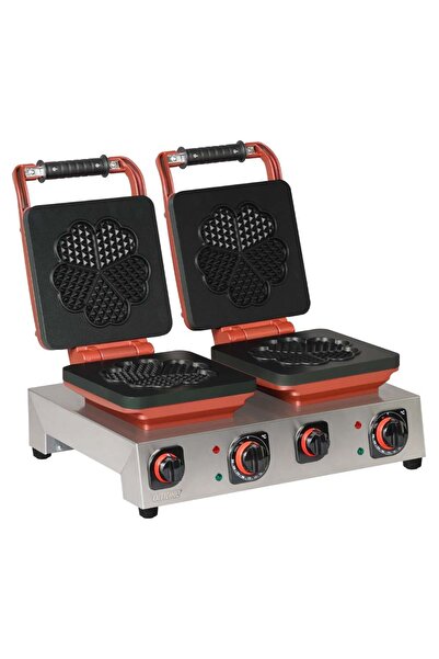 OMAKE Sabit İkili Waffle Makinesi Kalp Çiçek Ø190
