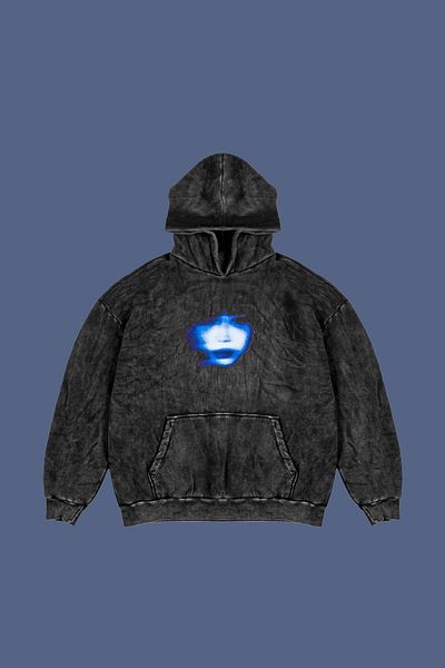 Sekizbiraltı Πλένεται Black Illusion Face Printed Oversize Unisex Hoodie