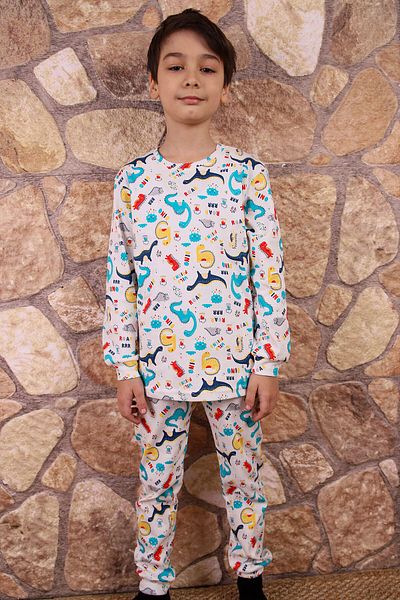 Beniizle Set de pijamale pentru băiat, 100% bumbac, cu model de dinozaur