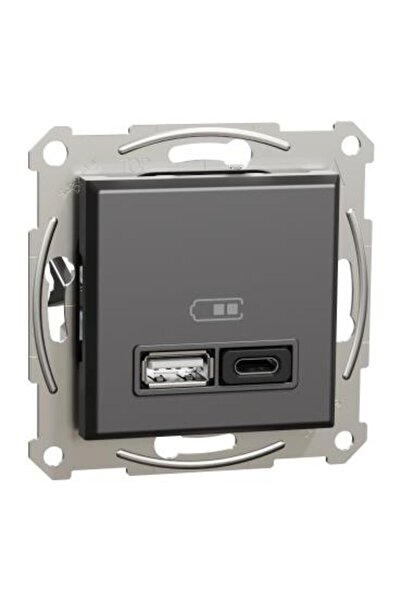 SCHNEIDER EPH2700471 ASFORA ANTRASİT 3A 45W İKİLİ TYPE A+C USB HIZLI ŞARJ