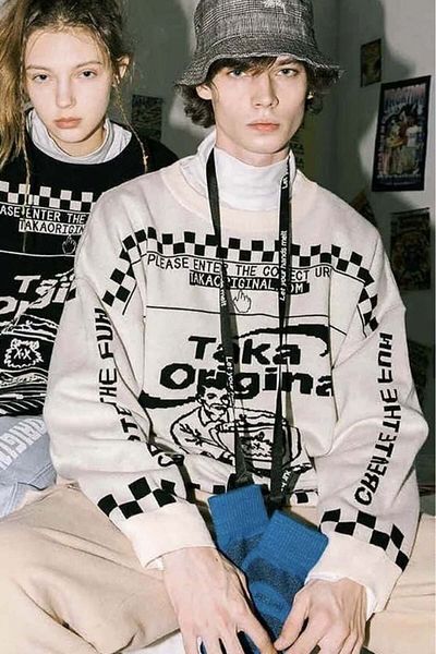 AtegeWear Y2K White Taka Γνήσιο Πλεκτό Πουλόβερ