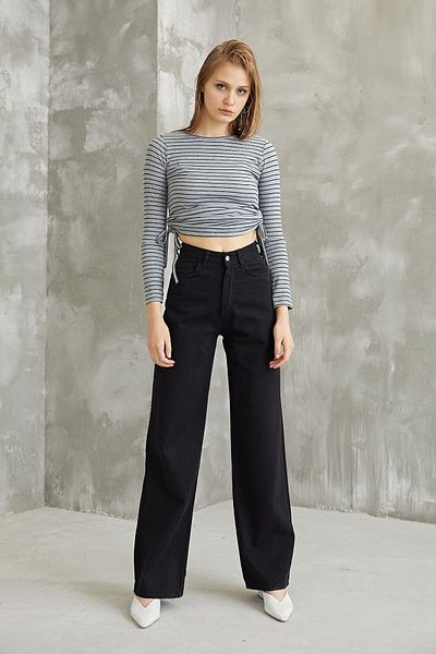 Trn JNS Γυναικείο τζιν παντελόνι Afra Black Extra High Waist Casual Leg