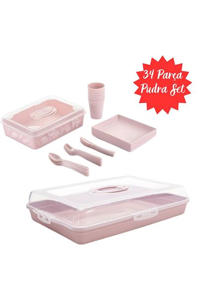 DEMPA 32 Piece Powder Camping Picnic Set - Large Size Pastry Pot