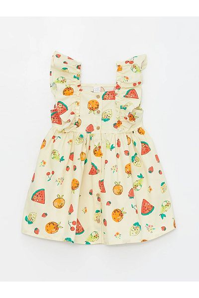 LC Waikiki LCW baby Strappy Square Collar Printed Baby Girl Dress