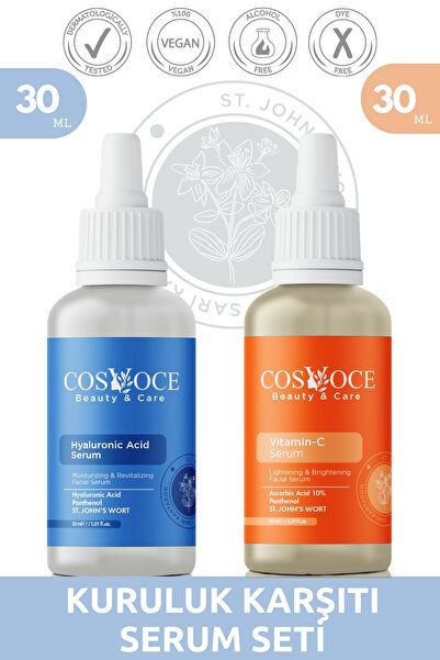 COSVOCE Kuruluk Karşıtı Serum Seti Hyaluronic Acid, Vitamin C 30 ml + 30 ml