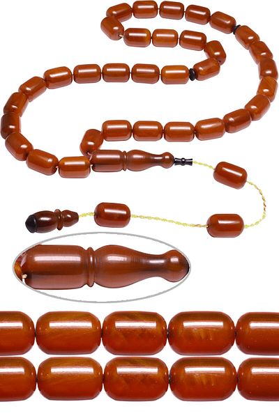 Tesbih Atölyesi Orange Color Certified Ottoman Similar Stick Rosary