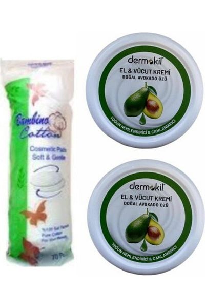 Dermokil Avocado Colored Hand Cream - 2x220 ml + Make-up Cotton