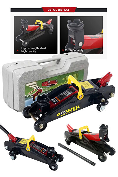 POWER BLACK NEW 2 Ton Arabalı Tekerlekli Hidrolik Timsah Kriko Kutulu ÇANTALI POWERBLACK