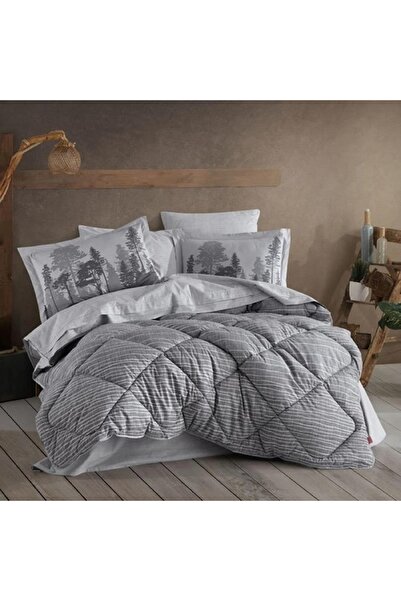 Hobby Tully Gri Poplin Çift Kişilik Uyku Seti