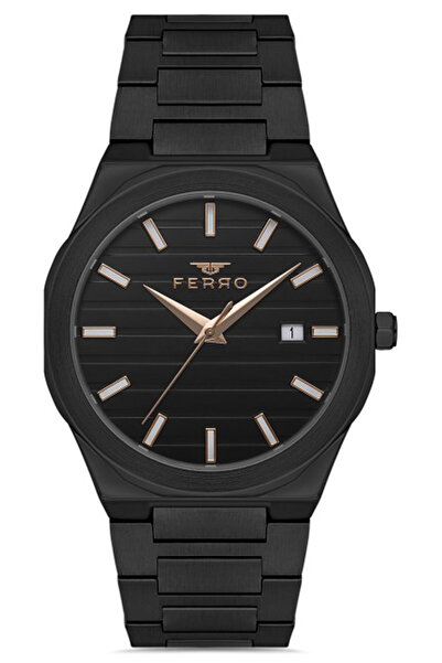 FERRO Men's Premium Wristwatch Steel Case Steel Cord Analog Function with Cal...