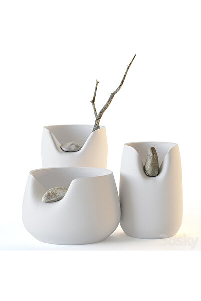 TuransoyCraft Kamnem Modern Vazo Büyük Boy 25 CM Sert Plastik 3'lü Dekoratif ...