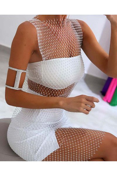 ZEKAS FASHION Crystal Stone Detailed Pareo