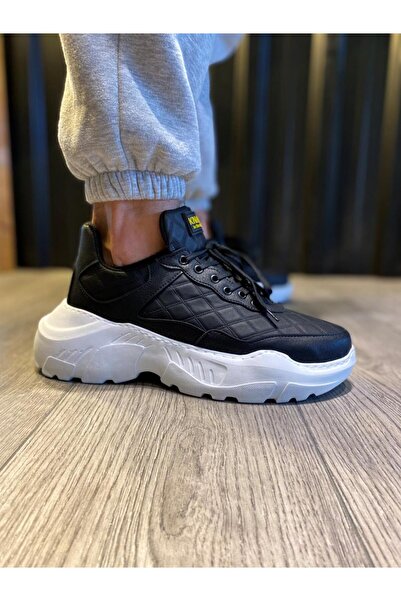 Knack Παπούτσια Casual με ψηλή σόλα N75 Καπιτονέ Μαύρο (Λευκό Μαύρο)