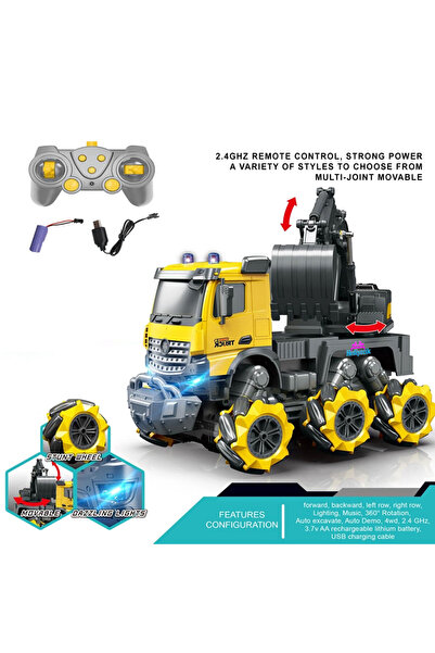 hediyecik Rc Uzaktan Kumandalı Arazi Kamyonlu Excavator Kepçe 360 Derece dönen Şarjlı Full Fonksiyon