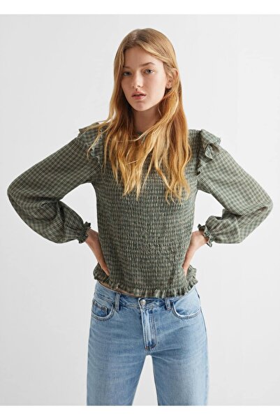Mango Teen Volanlı kareli bluz