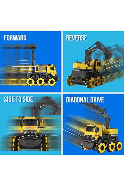 hediyecik Rc Uzaktan Kumandalı Arazi Kamyonlu Excavator Kepçe 360 Derece dönen Şarjlı Full Fonksiyon