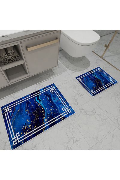Hayal Dekoratif Set de covoare de baie, 2 piese, cu ramă albă, cu imprimeu digital, 40x60cm 60x90cm