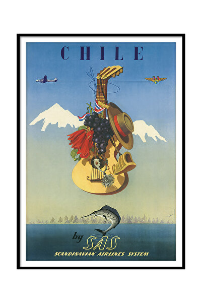 Beril Yamaç Design Studio Chile Poster Vintage de Călătorie Reproducere Artă ...
