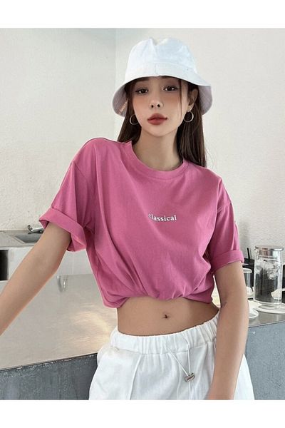 BYMEER Μπλουζάκι ροζ Classical Printed Crew Neck Oversize