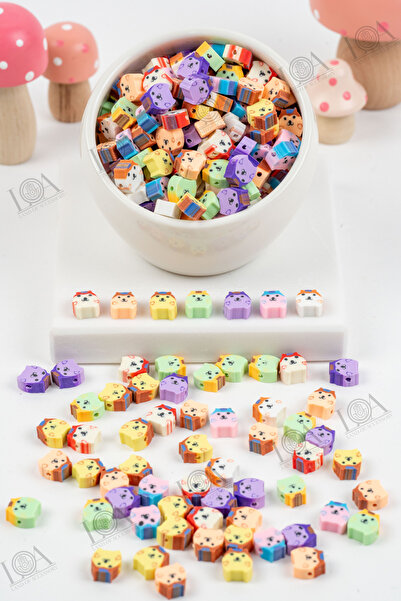 LANDOFACCESSORY POLİMER FİMO BONCUK - KÖPEK DESENLİ - TAKI AKSESUARI - 10 ADET