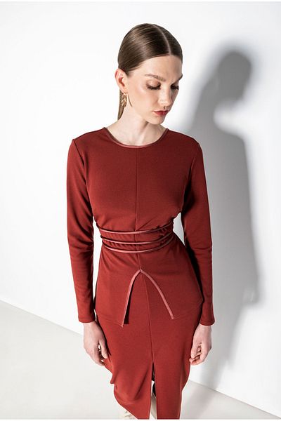 KAMEYA Dark Blouse with V-neck Back