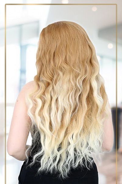 KONAK PERUK Fiber Synthetic Wig - Long Water Wave, Honey Foam and Platinum Short Ombreli