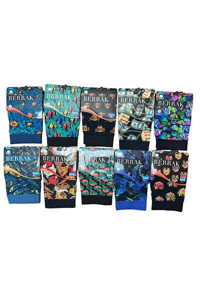 Berrak Berrak4431, 8-Pack Digital Printed Jersey Pattern Lycra Boxer Short High Quality 4431-8