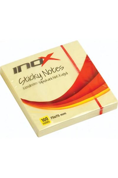 inox ورق ملاحظات لاصق شفاف 75x75 أصفر 09643