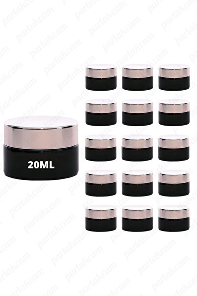 parlakcam 20ml amber krem kavanozu cam krem kutusu parlak gümüş renkli kapakl...
