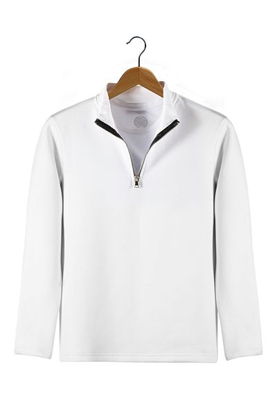 Terapi Men Men's White Half Zipper Basic Solid Color Trend Sweatshirt